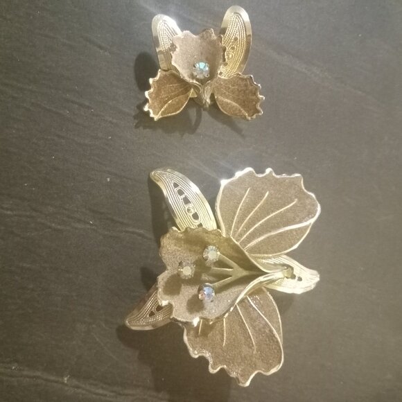 Antique  art noveau Pinchbeck  Sugared Enamelled brooch w/matching earrings-SET - Picture 13 of 13